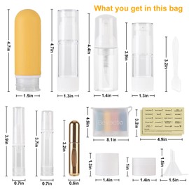 Beveetio 19 Pack Travel Bottles TSA Approved, 3OZ Leakproof Silicone Refillable Travel Size Containers for Toiletries, BPA Free Travel Accessories Tubes Cosmetic Shampoo Lotion Soap