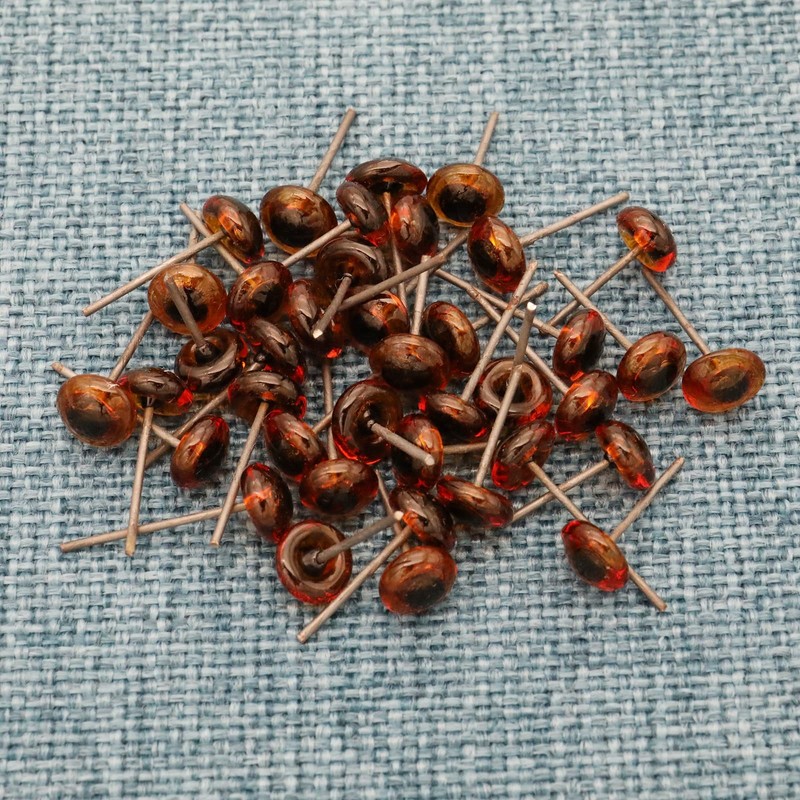 140Pcs Needle Felting Eyes 6-10mm Mini Glass Amber with Black