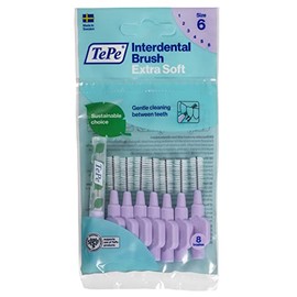 TePe Interdental Brushes Purple Extra Soft (1.1mm - Size 6) / Simple and effective cleaning of interdental spaces / 1 x 8 brushes