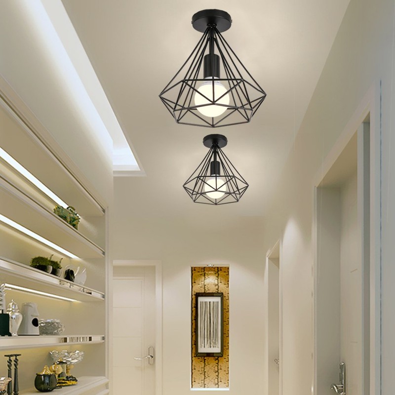 stoex Ceiling Light Industrial Retro 25cm in Shape Diamond Pendant