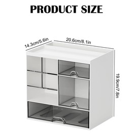 HILYPINK Desk Organizer with 3 Drawer, Rectangular Multi-Functional Pen Pencil Holder Storage Box for Desk, Plastic Makeup Storage for Office, School, Home