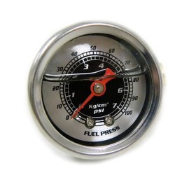 VMS RACING 89-04 Black Fuel Pressure Gauge Liquid Filled 0-100 PSI Compatible with Mitsubishi Eclipse