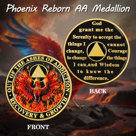 ACGZQY 4 Year Phoenix Sobriety Chip - Rebirth Phoenix AA Coin and Medallion - Upon Awakening Recovery Sober Token Sobriety Coins Alcoholics Anonymous Sobriety Gifts