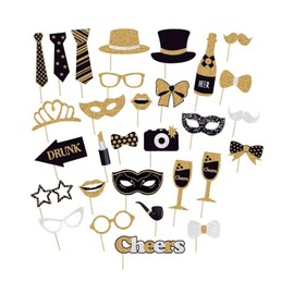 BPTRKOM 30-teiliges Fotobox Accessoire-Set für Geburtstagspartys – Lustige Foto-Requisiten inklusive Schnurrbart, Brillen, Lippen, Hüte & mehr | Perfekt für Selfies, Fotobox & Partyspaß