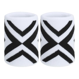 PATIKIL Sports Wristband Sweatbands for Men Women, 2 Pcs Breathable Tennis Wrist Bands Absorbent Sweat Band for Basketball Football Baseball Running Gym, White/Black