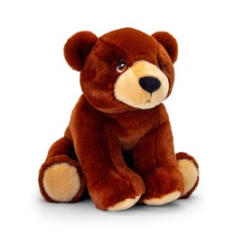 Keel Toys KEELECO SE1043 Plush Toy, 100% Recycled Ecological Toy for Children, Brown Bear, 18 cm