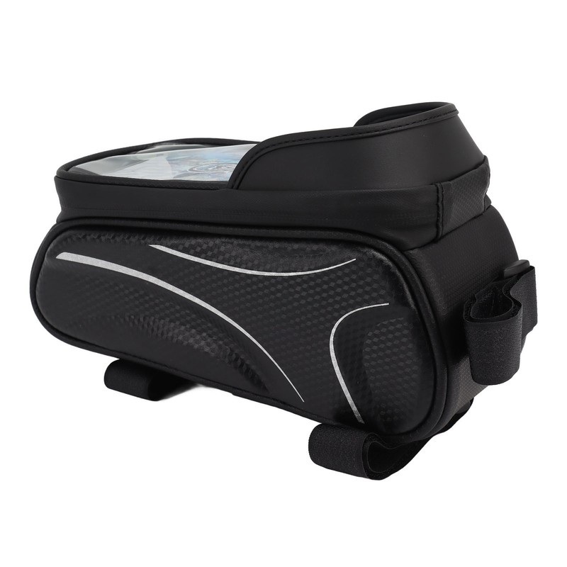 Bike Phone Mount Bag Large Capacity Waterproof Carbon Pattern PU