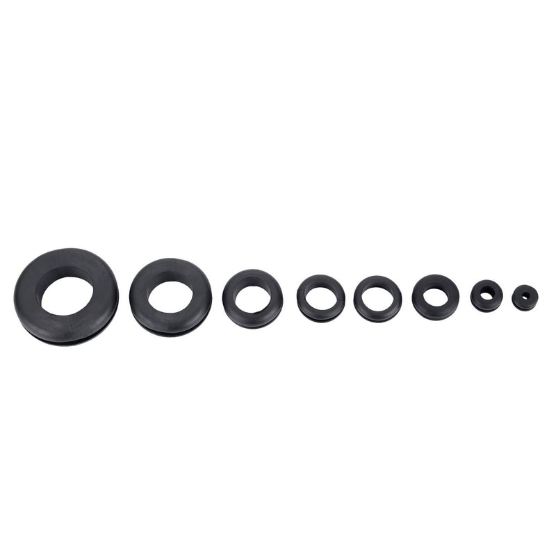 DollaTek 200pcs Rubber Grommet Set Harness Grommet Wire Seal
