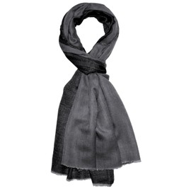 Lorenzo Cana 7837611 Men's Reversible Scarf 100% Cashmere 70 cm x 200 cm Light Cuddly Soft Cashmere Scarf Double Face Black Grey Two-Tone, black