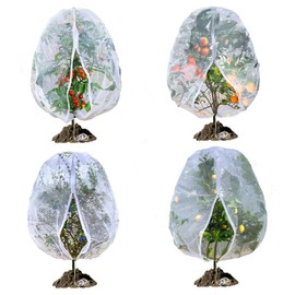 Fruit Tree Netting, RIFNY 5.84 X 3.9 FT and 3.9 X 3.3 FT Blueberry Bush Netting Cover with Zipper Drawstring, Mosquito Net Garden Netting Protector Plant from Birds Cicadas Insect (4 PCS, White)