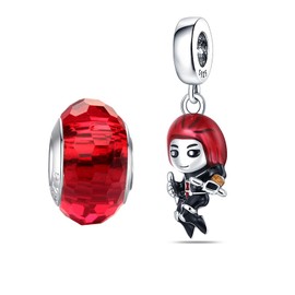 HappyStar Charms Pendant, 925 Silver for Bracelets, Red Charm Pendants, Beads Charms, Compatible with European Bracelets and Necklaces for Women, Sterling Silver