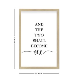 Alioyoit Rustic Chic Style Wood Sign with Classic Quotes and the Two Shall Become One Frame Wooden Plaque for Office Farmhouse Porch Decor 8x12inch