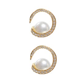 Baluue Delicate Silver Pearl Ear Studs for Women Fashionable Creative Earrings Hypoallergenic Ear Jewelry for Banquets Parties Weddings Everyday Wear