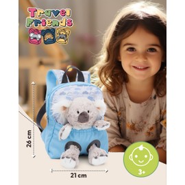 NICI Children's Backpack Blue 2 in 1 with Cuddly Toy Koala 25 cm - Nursery Backpack Girls & Boys - Soft Back Area & Adjustable Straps - 49840