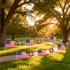 SerpizePaty 24Pcs Patriotic Pinwheels Small American Flags on Stick Kit