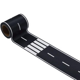 Black Road Track Tape,Toy Car Road Tape Track for Kids,Race Cars Decorations for Kids Birthday Party, 33" x 2.4" Each Roll (1 roll, Road Tape)