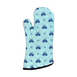 Tennis Oven Mitt, Heat-Resistant Quilted Glove for Baking, Cooking, and Grilling, Non-Slip Grip, Machine Washable, Soft Interior, Clear Skies Blue with Tennis-Themed Print