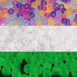 Miraclekoo 2000 Pcs UV Beads Color Changing Beads UV Reactive Plastic Luminous Pony Beads, Glows in The Dark Bead, Fun for Jewelry/Bracelets Making