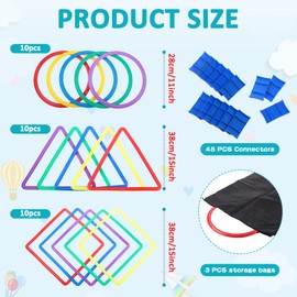 Liliful 30 Pcs Hopscotch Ring Game Multicolored Hopscotch Squares Triangle Set and 45 Connectors Hopscotch Outdoor Game Obstacle Course for Indoor Playground Girls Boys Kids Balance Agility Training