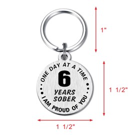 Alotozo 6 Six Years Sobriety Gift Addiction Recovery Keychain - 6 Yr Sober Milestone Gift Key Ring - AA Gift NA Recovery Sobriety for Women Men
