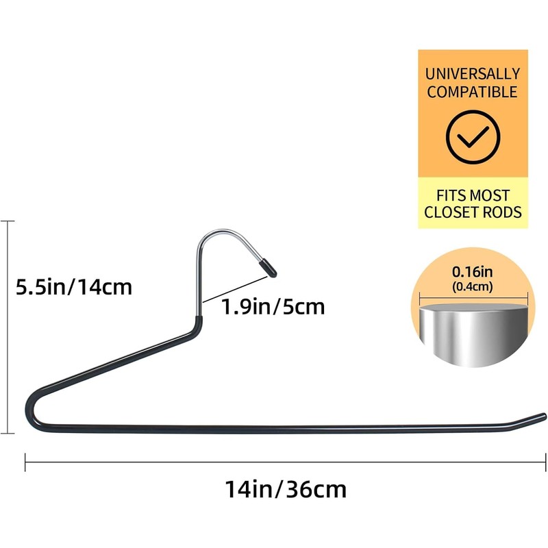 30 Pack Open Ended Pants Hangers, Non-Slip Metal Trouser Hangers