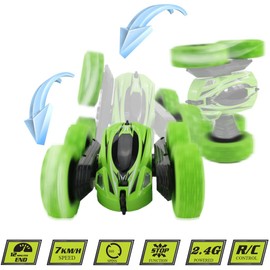 Fisca RC Car Remote Control Stunt Car, 4WD Monster Truck Double Sided Rotating Tumbling - 2.4GHz High Speed Rock Crawler Vehicle with Headlights for Kids Age 4, 5, 6, 7, 8, 9-12 Year Old