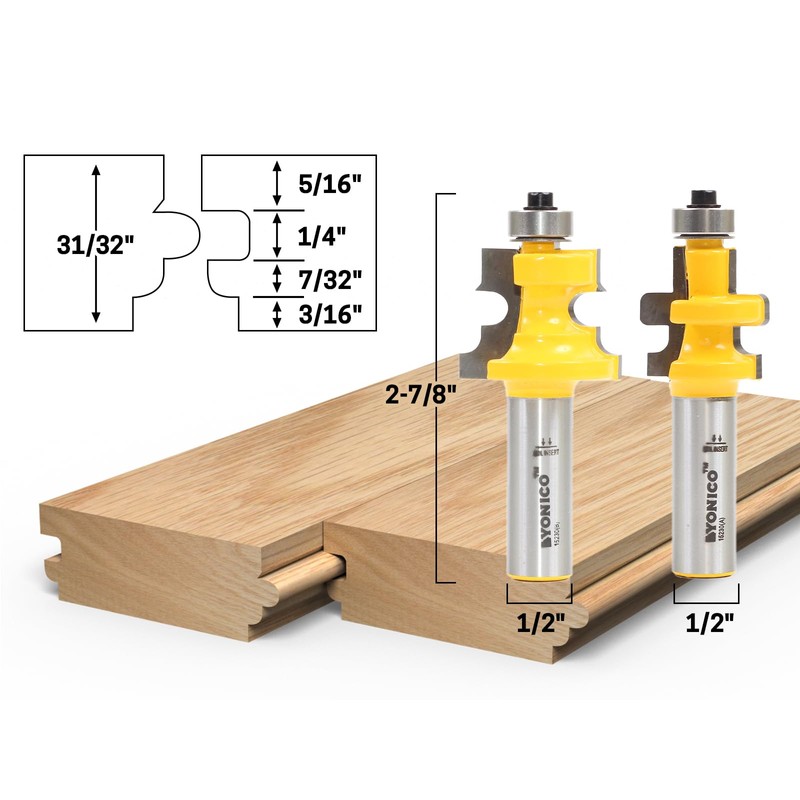 Yonico Tongue and Groove Router Bits Set Flooring 2 Bit