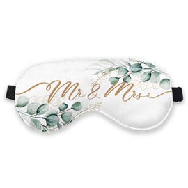 Kdqua Mr and Mrs Eye Mask, Blindfold Wedding Games for Reception, Groom and Bride Sleep Mask for Couples, Wedding Night Bride to Be Silk Blackout Eye Mask for Sleeping, Adjustable Straps Sleep Mask