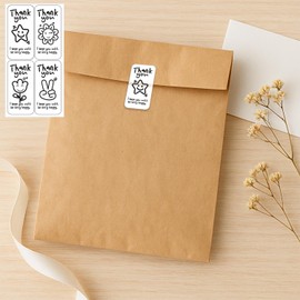 400 Pcs Thank You Sticker Labels - Oval Cute Pattern - Self-Adhesive Decorative Seals - for Weddings, Scrapbooking, Cookies Packaging, Envelopes