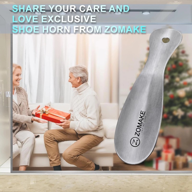 ZOMAKE Metal Shoe Horn, Small Travel Shoehorn for Men Women