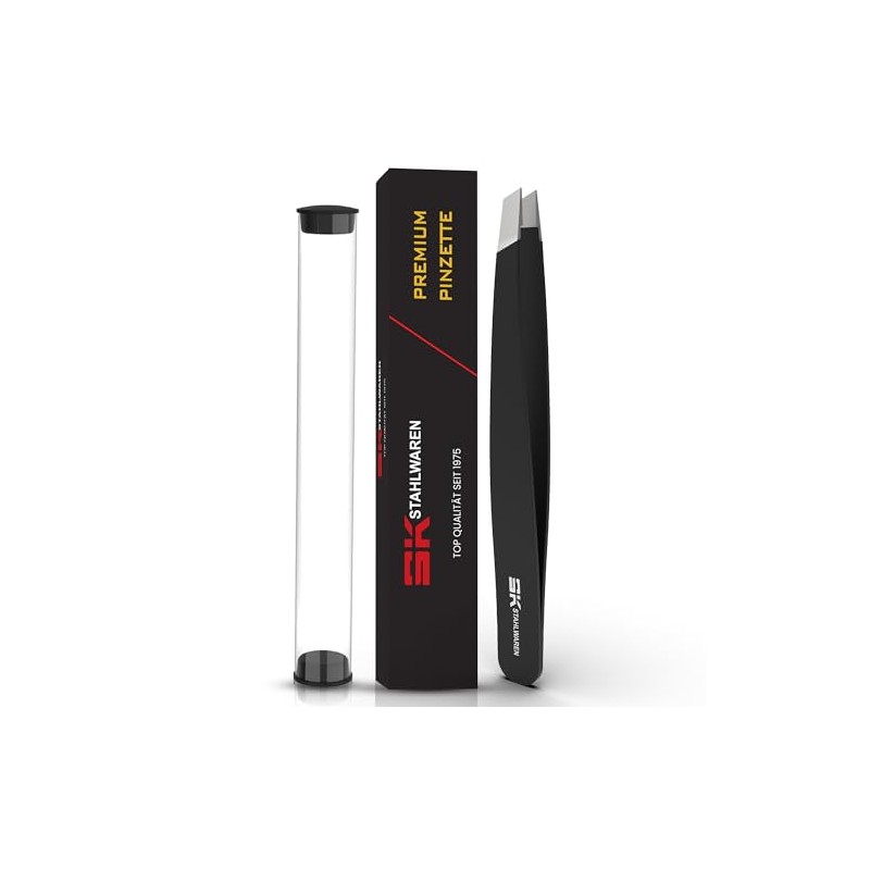 Black Tweezers - Precise Eyebrow & Splinter Removal - Stainless