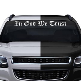 Sticky Creations in God We Trust Decal Sticker Windshield Window Vinyl Graphic Banner Rear Back Car Truck SUV Vehicle Christian Faith Text Name Letters 36"x4.25"+ (Font-Old English)
