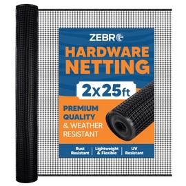 ZEBRO Plastic Hardware Mesh Screen & Fence Roll (2' x 25' - Black) for Balcony, Patio & Porch - Safety Barrier to Protect Pets & Kids Around the Home