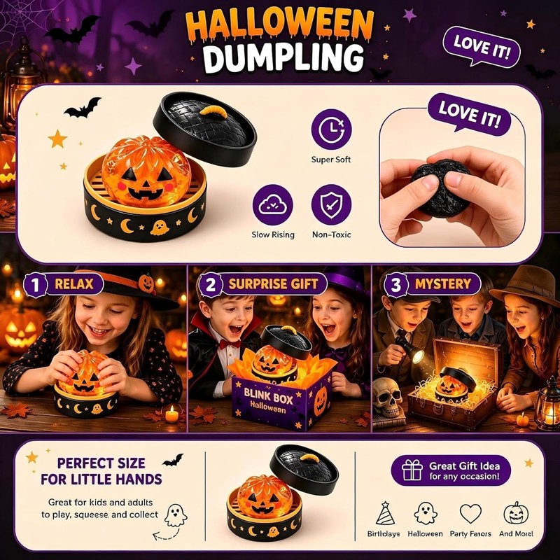 SANTIFY Bollo de Vapor Antiestrés Halloween – Figura Decorativa