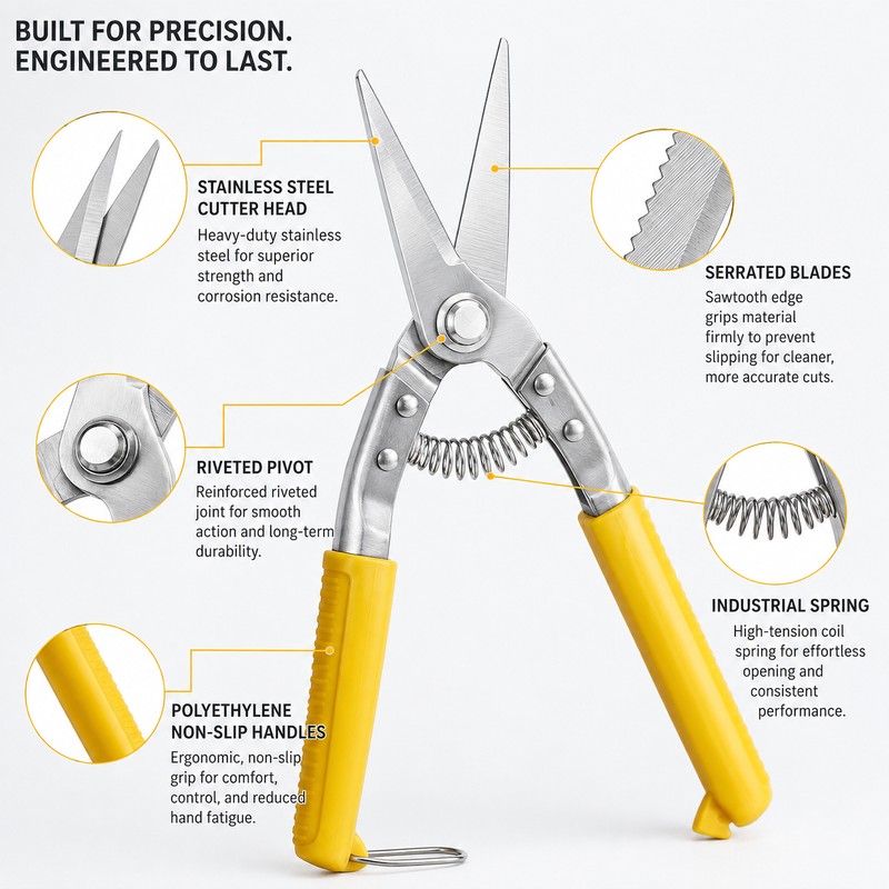Heavy Duty Stainless Steel Cutting Scissors for Electrical & Workshop