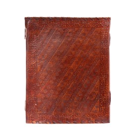 Hell Blues Leather Unlined Bound Journal 13 x 10 inches Large Rustic Diary Seven Chakra Medieval 7-Stone Embossed Handmade Sketchbook Vintage Writing Notepad (200 Pages)