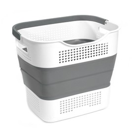 GREATLINK Foldable Laundry Basket Collapsible Laundry Hamper, Laundry Basket Dorm with Handles, Clothes Hamper & Laundry Bin, ﻿Pop Up Storage Container/Organizer, Plastic Hamper/Basket, Grey