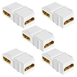 TNP HDMI Keystone Jack Insert - 4K HDMI Keystone 90 Degree Adapter, High-Speed Keystone HDMI Coupler for HDMI Keystone Wall Plates Port, Snap-in HDMI Keystone Female w/Gold-Plated Connectors, 5 Pack