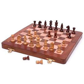Folding Wood Chess Set 10"x10"