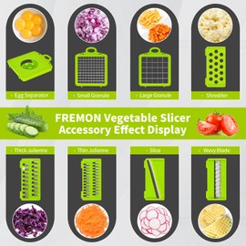FREMON Vegetable Cutter, Multifunctional Mandolin Chip Cutter & Onion Cutter, Stainless Steel Vegetable Cutter Chopper, Kitchen Aid Ideal as a Cube Cutter, Julienne Cutter, Potato Cutter