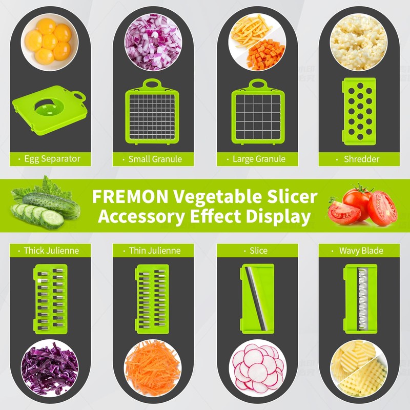 FREMON Vegetable Cutter, Multifunctional Mandolin Chip Cutter & Onion Cutter,