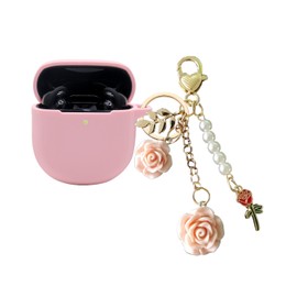 Case for Bose QuietComfort Earbuds II Case Cover 2022, Cute Bose Earbuds 2 Soft Silicone Skin Shockproof Protective Cover for New Bose Earbuds II Case with Carabiner Keychain for Women Girls (Pink)