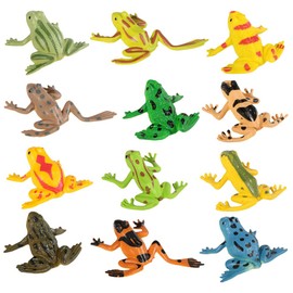 STOBOK 12 Pieces Frog Figures Mini Rubber Frog Sets Miniature Frog Toy Fun Rainforest Character Animal Model for Toddlers Children