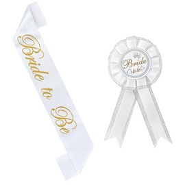 2 Pieces Bride and Groom Belt Set, Hen Party Belt and Badge Set,Groom Belt Badge Set, Bachelorette Party Accessories for Party Decorations Engagement Weddings, Bachelorette Party (Bride)