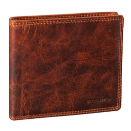 STILORD 'Derek' RFID Wallet for Men Leather Vintage Wallet Card Holder with NFC Protection Slim Leather Purse with Coin Pocket Genuine Leather, Colour:Prestige - Brown