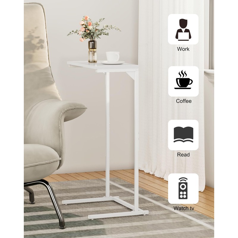 TUTOTAK C Shaped End Table, Small Side Table, 28.7 inch
