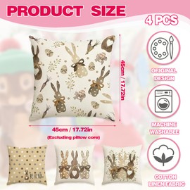 Cushion Covers Spring Rabbit, Spring Cushion Cover – Attractive Cushion Cover with Easter Design, Perfect Decoration for Home and Garden, Suitable for Cushions of Size 45 x 45 cm