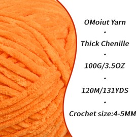 2 Pack Orange Fluffy Velvet Yarn for Crocheting,Chunky Chenille Baby Blanket Yarn for Crochet,Soft Fuzzy Puzzle Yarn for Knitting,(100g/3.53oz Each) Bulky Thick Amigurumi Crochet Yarns