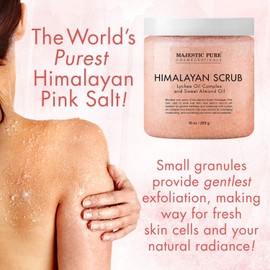 Majestic Pure Himalayan Salt Body Scrub with Lychee Oil, Exfoliating Salt Scrub to Exfoliate & Moisturize Skin, Deep Cleansing - 10 oz (Pack of 2)