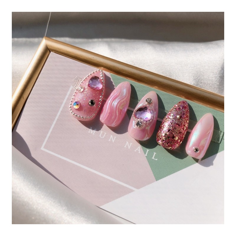 MunNail Wave Heart Nail - Short Oval / MunNail 물결하트네일